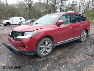 2014 Nissan Pathfinder SV with VIN 5N1AR2MN9EC604529, listed as a IAAI auction lot 41418514 with 122,626 mi miles. Bid and sale history available at carsss.com. Image 2.