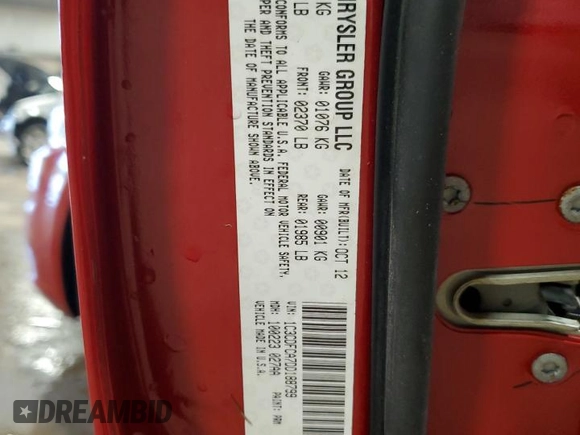 2013 Dodge Dart Limited with VIN 1C3CDFCA7DD188799, listed as a Copart auction lot 57661195 with 26,774 mi miles and Salvage title. Bid and sale history available at DreamBid. Image 12.