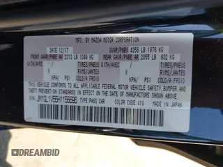 2017 Mazda Mazda6 Touring with VIN JM1GL1V55H1155696, listed as a IAAI auction lot 42003172 with 95,300 mi miles. Bid and sale history available at carsss.com. Image 9.