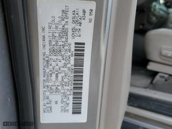 2003 Toyota Sequoia Limited with VIN 5TDBT48A53S166018, listed as a Copart auction lot 47781875 with 201,072 mi miles and Salvage Title. Bid and sale history available at carsss.com. Image 15.