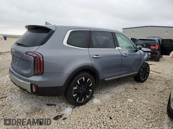 2023 Kia Telluride SX Prestige X-Pro with VIN 5XYP5DGCXPG358461, listed as a Copart auction lot 50064545 with 25,516 mi miles and Salvage title. Bid and sale history available at DreamBid. Image 3.