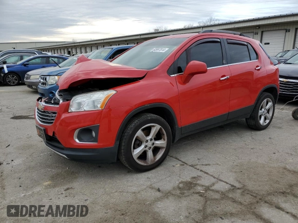 2015 Chevrolet Trax LTZ with VIN 3GNCJTSB6FL233488, listed as a Copart auction lot 83997814 with 84,620 mi miles and Salvage Title. Bid and sale history available at carsss.com. Image 1.