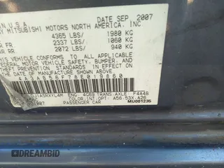 2008 Mitsubishi Galant ES with VIN 4A3AB56F78E019860, listed as a IAAI auction lot 35210435 with 233,256 mi miles. Bid and sale history available at carsss.com. Image 9.