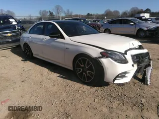2018 Mercedes-Benz E-Class AMG E 43 with VIN WDDZF6EBXJA477524, listed as a IAAI auction lot 41174809 with 1 mi miles. Bid and sale history available at carsss.com. Image 1.