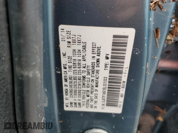 2014 Honda Crosstour EX-L with VIN 5J6TF1H57EL001003, listed as a Copart auction lot 74712234 with 0 mi miles and Salvage Title. Bid and sale history available at carsss.com. Image 13.