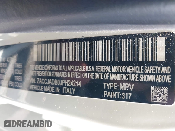 2018 Jeep Renegade Limited with VIN ZACCJADB0JPH24214, listed as a IAAI auction lot 42384776 with 123,994 mi miles and . Bid and sale history available at DreamBid. Image 9.