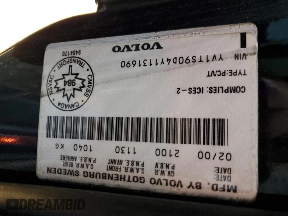 2000 Volvo S80 with VIN YV1TS90D4Y1131690, listed as a Copart auction lot 78386024 with 211,598 mi miles and Clean Title. Bid and sale history available at carsss.com. Image 12.