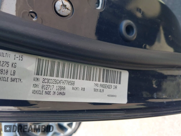 2015 Dodge Challenger SXT Plus with VIN 2C3CDZBGXFH770568, listed as a IAAI auction lot 42164555 with 108,889 mi miles and . Bid and sale history available at DreamBid. Image 9.