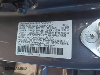 2021 Honda CR-V EX-L с VIN 7FART6H88ME036428, выставлен на аукционе IAAI как лот 42375376 с пробегом 22 393 миль миль и . История ставок и продаж доступна на DreamBid. Изображение 9.