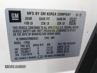 2023 Chevrolet TrailBlazer LS with VIN KL79MMS22PB026421, listed as a IAAI auction lot 41939775 with Not Provided miles and . Bid and sale history available at DreamBid. Image 9.