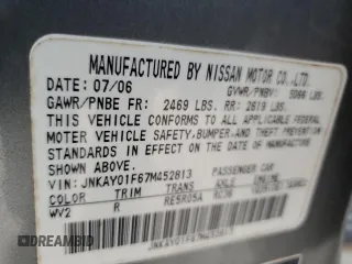 2007 Infiniti M x with VIN JNKAY01F67M452813, listed as a Copart auction lot 47599505 with Not Provided miles and Clean Title. Bid and sale history available at carsss.com. Image 12.