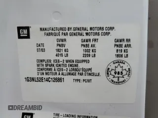 2004 Oldsmobile Alero GL1 z VIN 1G3NL52E14C126861, wystawiony jako Copart lot #63595274 z przebiegiem 227 802 mil mil oraz Szkoda całkowita • Salvage title. Historia ofert i sprzedaży dostępna na DreamBid. Obrazek 12.