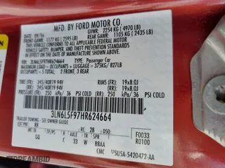 2017 Lincoln MKZ Reserve with VIN 3LN6L5F97HR624664, listed as a Copart auction lot 51876765 with 81,285 mi miles and Salvage Title. Bid and sale history available at carsss.com. Image 14.