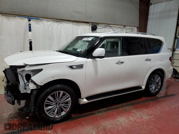 2024 Infiniti QX80 LUXE with VIN JN8AZ2AE3R9327778, listed as a Copart auction lot 81587594 with 27,602 mi miles and Non Repairable. Bid and sale history available at carsss.com. Image 1.