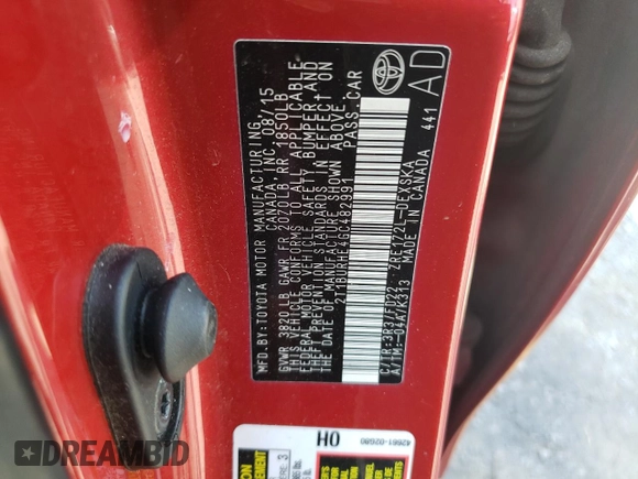 2016 Toyota Corolla L with VIN 2T1BURHE4GC482991, listed as a Copart auction lot 61761425 with 92,320 mi miles and Salvage title. Bid and sale history available at DreamBid. Image 12.