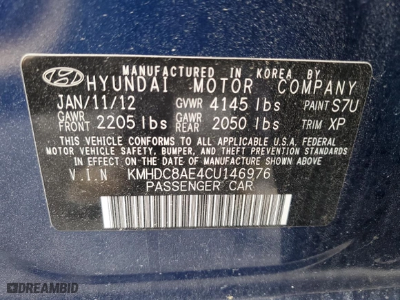 2012 Hyundai Elantra Touring SE with VIN KMHDC8AE4CU146976, listed as a Copart auction lot 54577684 with 10,801 mi miles and Salvage Title. Bid and sale history available at carsss.com. Image 13.