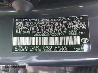 2010 Toyota Prius II with VIN JTDKN3DU9A0236950, listed as a IAAI auction lot 41902283 with 260,202 mi miles. Bid and sale history available at carsss.com. Image 9.