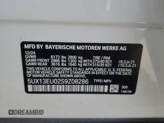 2025 BMW X5 sDrive40i with VIN 5UX13EU02S9Z08286, listed as a Copart auction lot 43642755 with 0 mi miles and Salvage Title. Bid and sale history available at carsss.com. Image 15.