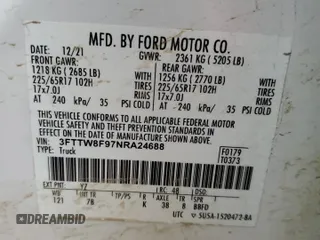 2022 Ford Maverick XL with VIN 3FTTW8F97NRA24688, listed as a Copart auction lot 82312174 with 41,454 mi miles and Salvage Title. Bid and sale history available at DreamBid. Image 13.