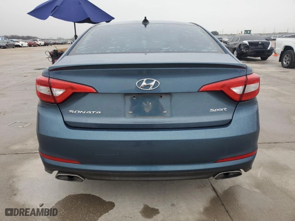 2015 Hyundai Sonata 2.4L Sport with VIN 5NPE34AF6FH107413, listed as a Copart auction lot 43943865 with 0 mi miles and Salvage Title. Bid and sale history available at carsss.com. Image 6.