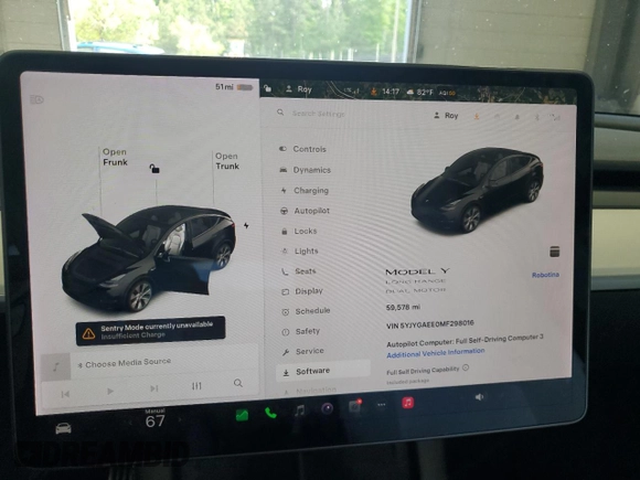 2021 Tesla Model Y Long Range z VIN 5YJYGAEE0MF298016, wystawiony jako Copart lot #55916955 z przebiegiem 59 578 mil mil oraz Szkoda całkowita • Salvage title. Historia ofert i sprzedaży dostępna na DreamBid. Obrazek 9.