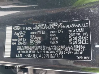 2023 Hyundai Tucson Limited with VIN 5NMJECAE9PH168750, listed as a IAAI auction lot 42017938 with 34,788 mi miles and . Bid and sale history available at carsss.com. Image 9.