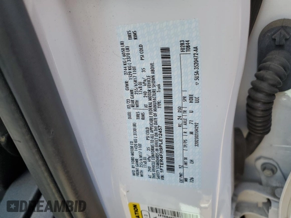 2023 Ford Ranger XL with VIN 1FTER4FH9PLE12457, listed as a Copart auction lot 52674865 with 51,417 mi miles and Salvage title. Bid and sale history available at DreamBid. Image 12.