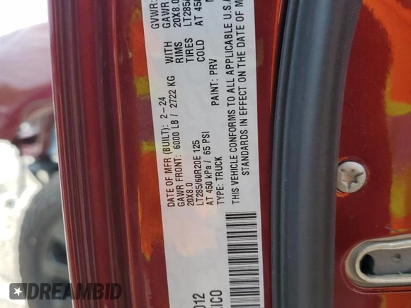 2024 Ram 2500 Big Horn with VIN 3C6UR5DL0RG247012, listed as a Copart auction lot 53093935 with 5,924 mi miles and Salvage title. Bid and sale history available at DreamBid. Image 13.