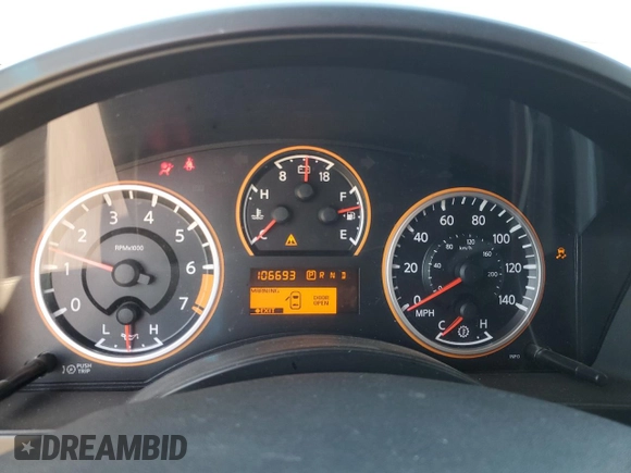 2012 Nissan Titan SV with VIN 1N6AA0ED3CN331091, listed as a Copart auction lot 57805625 with 106,693 mi miles and Salvage title. Bid and sale history available at DreamBid. Image 9.