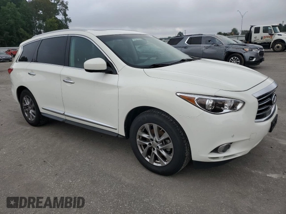 2013 Infiniti JX35 with VIN 5N1AL0MM6DC324143, listed as a Copart auction lot 72313904 with 112,051 mi miles and Salvage Title. Bid and sale history available at carsss.com. Image 4.