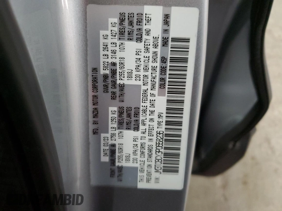 2023 Mazda CX-9 Touring with VIN JM3TCBCY3P0658236, listed as a Copart auction lot 55245185 with 40,391 mi miles and Salvage title. Bid and sale history available at DreamBid. Image 14.