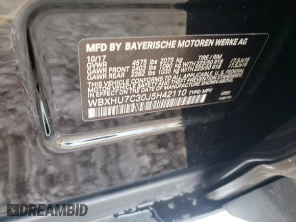 2018 BMW X1 sDrive28i with VIN WBXHU7C30J5H42110, listed as a Copart auction lot 70757602 with 50,516 mi miles. Bid and sale history available at carsss.com. Image 14.