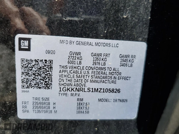 2021 GMC Acadia SLE with VIN 1GKKNRLS1MZ105826, listed as a Copart auction lot 61937844 with 46,994 mi miles and Salvage Title. Bid and sale history available at carsss.com. Image 13.