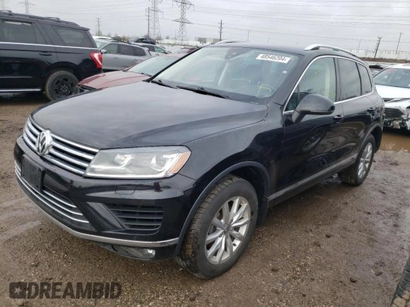 2017 Volkswagen Touareg Sport with VIN WVGEF7BP7HD002920, listed as a Copart auction lot 48546204 with 108,648 mi miles and . Bid and sale history available at DreamBid. Image 1.