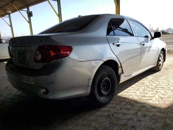 2009 Toyota Corolla with VIN JTDBL40E69J017153, listed as a Copart auction lot 52925535 with 150,630 mi miles and Salvage Title. Bid and sale history available at carsss.com. Image 3.