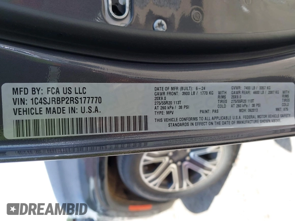2024 Jeep Wagoneer Series II с VIN 1C4SJRBP2RS177770, выставлен на аукционе IAAI как лот 42448555 с пробегом 22 053 миль миль и . История ставок и продаж доступна на DreamBid. Изображение 9.