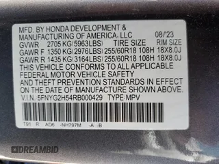2024 Honda Pilot EX-L 7 Passenger with VIN 5FNYG2H54RB000429, listed as a Copart auction lot 45603515 with 16,185 mi miles and Non Repairable. Bid and sale history available at carsss.com. Image 14.