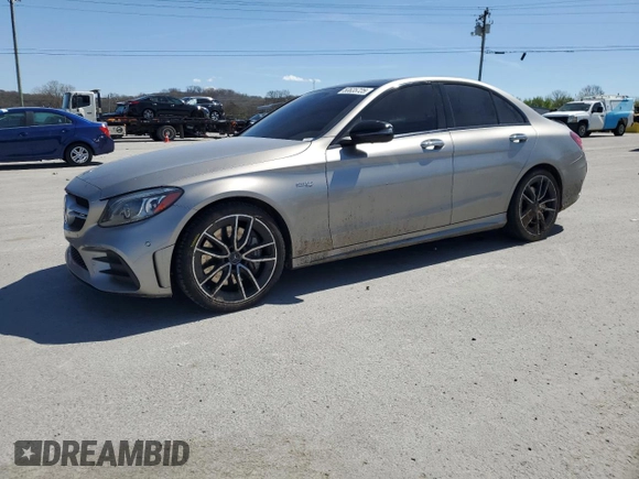 2019 Mercedes-Benz C 43 AMG with VIN 55SWF6EB7KU309344, listed as a Copart auction lot 50635725 with 64,153 mi miles and Salvage title. Bid and sale history available at DreamBid. Image 1.
