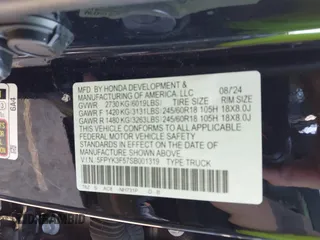 2025 Honda Ridgeline RTL z VIN 5FPYK3F57SB001319, wystawiony jako IAAI lot #41765594 z przebiegiem 1 358 mil mil oraz . Historia ofert i sprzedaży dostępna na DreamBid. Obrazek 8.