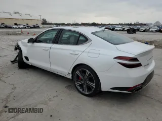 2024 Genesis G70 2.5T with VIN KMTG34SC8RU137005, listed as a Copart auction lot 45147975 with 5,448 mi miles and Salvage Title. Bid and sale history available at carsss.com. Image 2.
