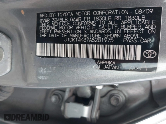 2010 Toyota Yaris with VIN JTDKT4K37A5281975, listed as a IAAI auction lot 39843782 with 257,802 mi miles. Bid and sale history available at carsss.com. Image 9.