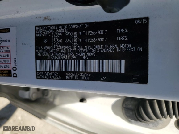 2016 Toyota 4Runner SR5 with VIN JTEZU5JR3G5111785, listed as a Copart auction lot 49997225 with 209,358 mi miles and Salvage Title. Bid and sale history available at carsss.com. Image 13.