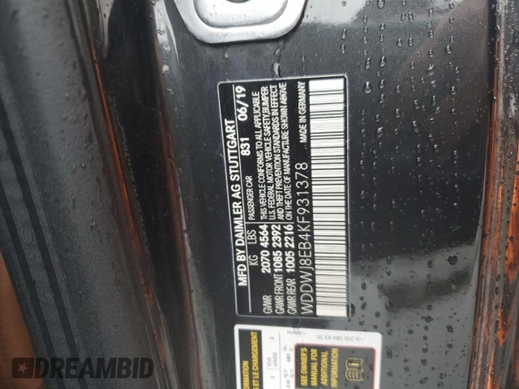 2019 Mercedes-Benz C 300 with VIN WDDWJ8EB4KF931378, listed as a Copart auction lot 80701354 with 49,780 mi miles and Salvage Title. Bid and sale history available at DreamBid. Image 12.