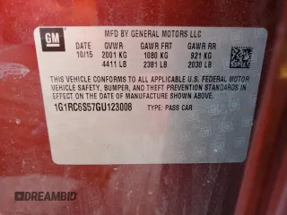 2016 Chevrolet Volt LT with VIN 1G1RC6S57GU123008, listed as a Copart auction lot 69756332 with 0 mi miles. Bid and sale history available at carsss.com. Image 13.