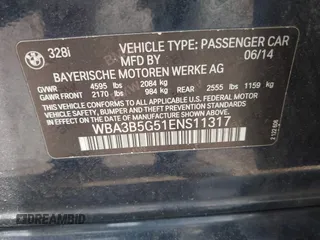 2014 BMW 3 Series 328i xDrive with VIN WBA3B5G51ENS11317, listed as a IAAI auction lot 42494223 with 171,528 mi miles and . Bid and sale history available at DreamBid. Image 9.