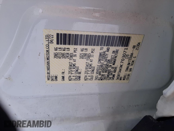 2022 Nissan Rogue S z VIN 5N1BT3AA5NC703071, wystawiony jako Copart lot #87259384 z przebiegiem Nie podano mil oraz Nie do naprawy • Non repairable. Historia ofert i sprzedaży dostępna na DreamBid. Obrazek 13.