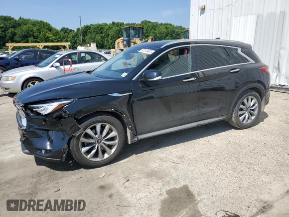 2021 Infiniti QX50 SENSORY with VIN 3PCAJ5CB9MF105686, listed as a Copart auction lot 60119404 with 48,628 mi miles and Salvage Title. Bid and sale history available at carsss.com. Image 1.
