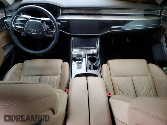 2020 Audi A8 L with VIN WAU8EAF83LN005169, listed as a Copart auction lot 46799864 with 0 mi miles and Salvage Title. Bid and sale history available at carsss.com. Image 8.