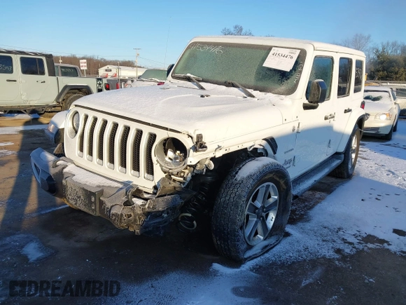 2021 Jeep Wrangler Unlimited Sahara with VIN 1C4HJXEG2MW827385, listed as a IAAI auction lot 41534476 with 29,489 mi miles and . Bid and sale history available at DreamBid. Image 6.