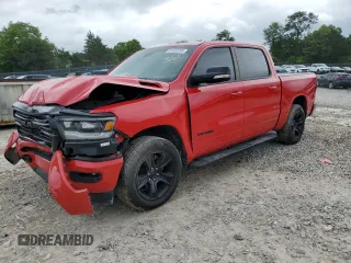 2021 Ram 1500 Big Horn with VIN 1C6SRFFT6MN590594, listed as a Copart auction lot 61481265 with 62,396 mi miles and Salvage title. Bid and sale history available at DreamBid. Image 1.